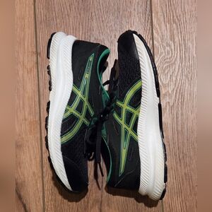 Asics Kids Black and Lime Sneakers